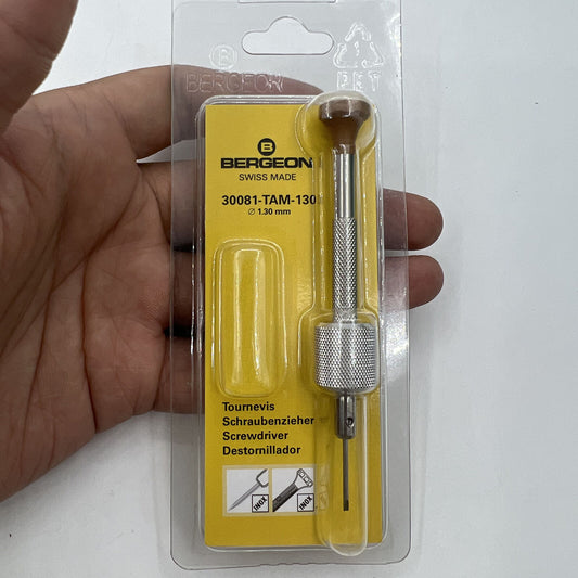 Swiss Made Bergeon 30081-TAM-130 drum barrel screwdriver, 1.30mm, precision tool for watch repairs.