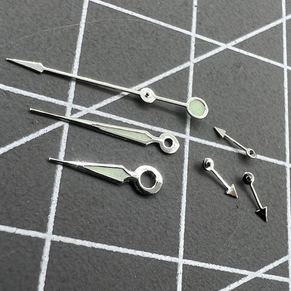 2er Set Silberner Rand Grüne Leuchtzeiger Spitz für Miyota OS10 OS20 OS60 OS80