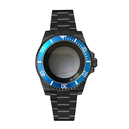Boîtier de montre 40 mm avec bracelet en acier inoxydable noir PVD et verre saphir pour NH35/NH36 