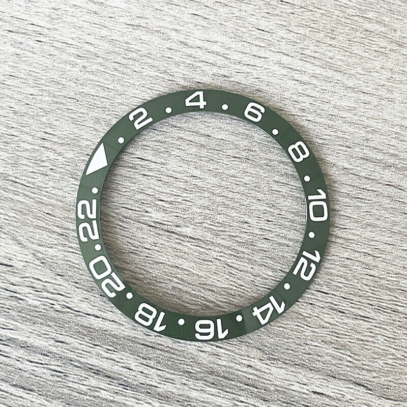 38mm ceramic bezel insert with super luminous markers for automatic GMT men's watches.