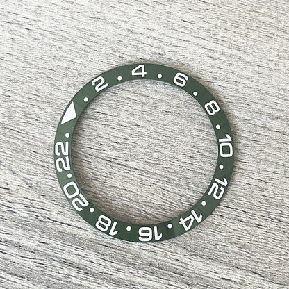 38mm ceramic bezel insert with super luminous markers for automatic GMT men's watches.