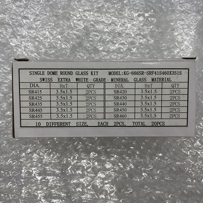 Single Dome Round Watch Glass Kit Extra White Grade Mineral 10 Sizes 20PCS/Pack