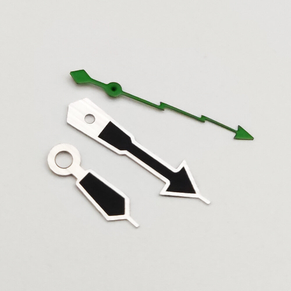 Silver trim black watch hands for NH35A/NH36A/4R36 movement, precise fit for watch repair and customization