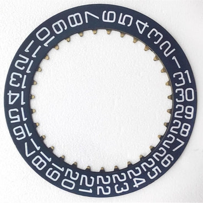 Dark blue and white date wheel for Dandong 7770 watch, date display at 3 o'clock position.