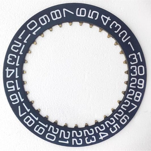 Dark blue and white date wheel for Dandong 7770 watch, date display at 3 o'clock position.