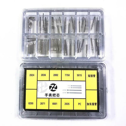 Multi-size watch winding stems, compatible with 2824, 2836, 2892 movements for precise repairs.