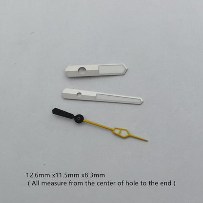 Green luminous watch hands set for NH35 NH36 movement, 12.6x11.5x8.3mm, ideal for precise timekeeping.