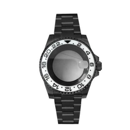 PVD black SUB watch case and strap with 40mm sapphire glass, 5ATM water-resistant, fits NH35/NH36 movements.