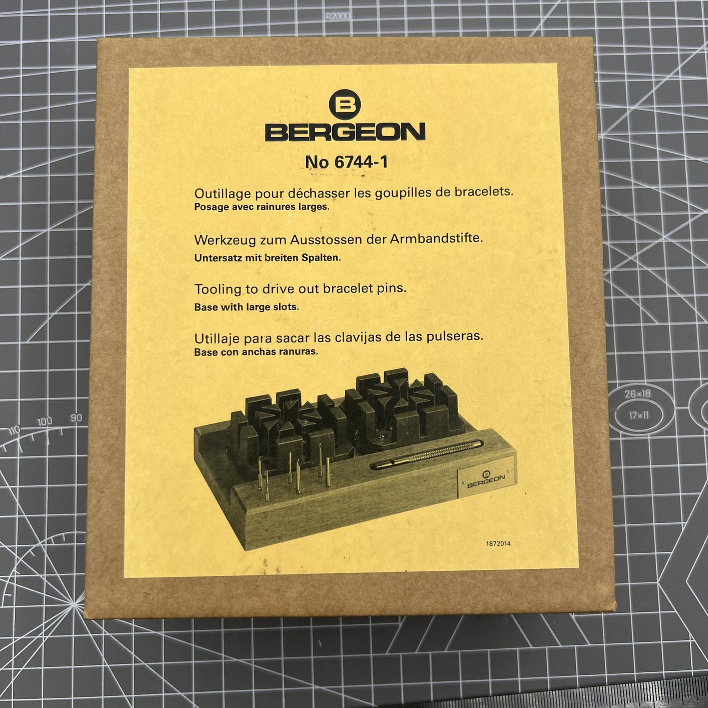 Swiss Bergeon 6744-1 precision tool for removing watch band pins, ideal for strap adjustments.