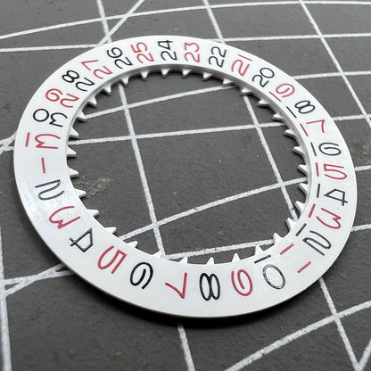 White date disk wheel with vintage red odd numbers for NH35 NH36 watch movement by Seiko.