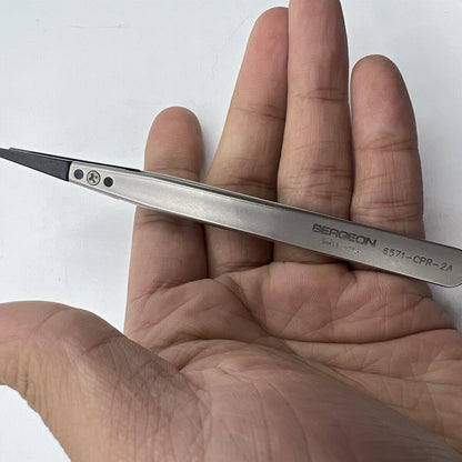 Bergeon 6571-CPR-2A precision tweezers with replaced CPR 2A ends for watch repair and assembly.