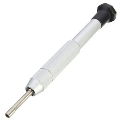Precision screwdriver set with hex tools for watches and glasses repair, ergonomic grip.