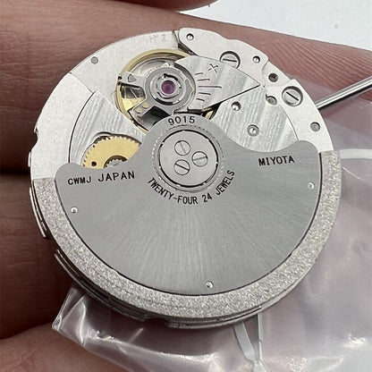Miyota Citizen 9015 automatic mechanical movement with date display at 3 o?clock for precise watch repair parts.