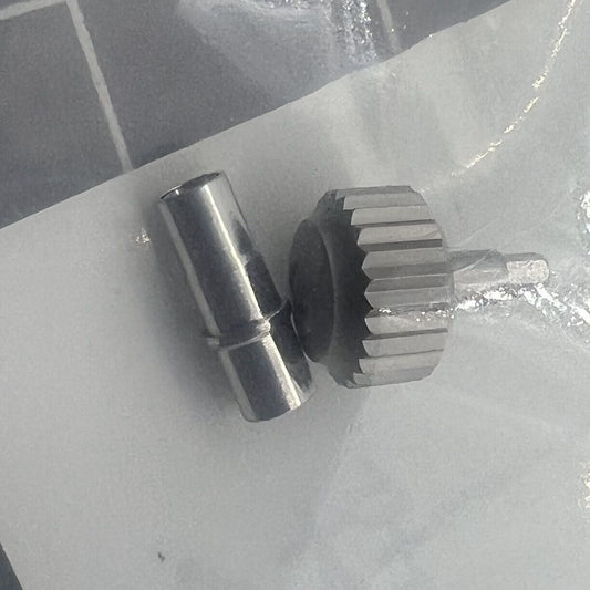 Titanium grey no-screw watch crown for Omega Seamaster 300 model 231.20, durable and sleek accessory.