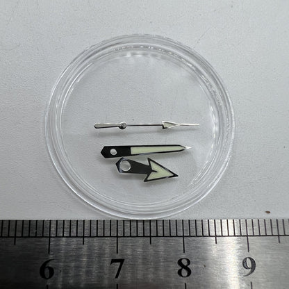 Uhrzeiger, grüne Leuchtmasse, Pfeilform, silberner Rand, 12 mm, für Miyota NH35/NH36/NH38