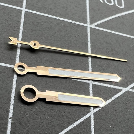 Men's rose watch with golden trim and green luminous hands, compatible with Asian 8215/2813/8205 movements.