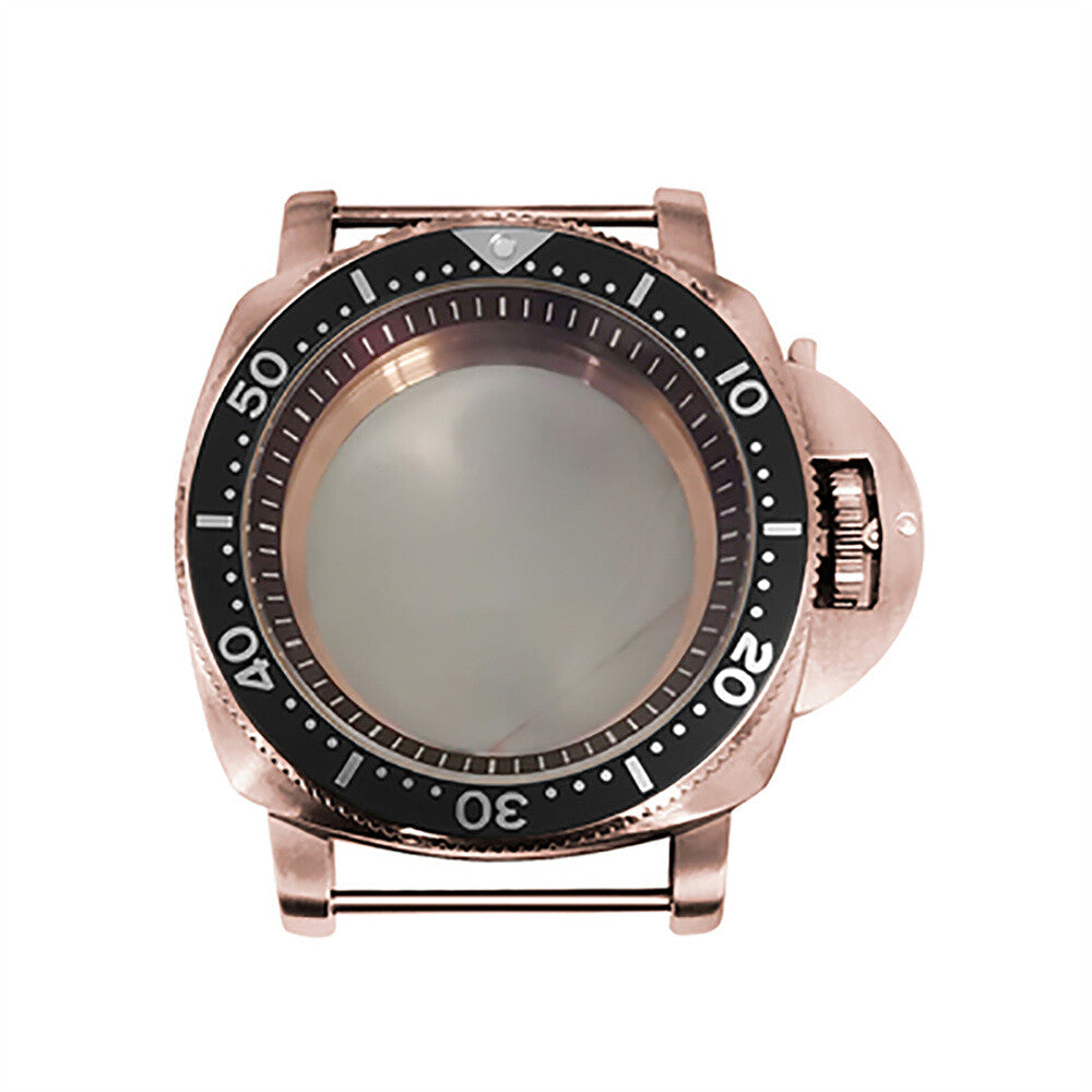 42 mm Mineralspiegel PVD Stahl Roségold Uhrengehäuse für NH35/NH36/4R/7S 