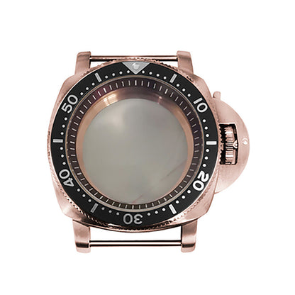 42 mm Mineralspiegel PVD Stahl Roségold Uhrengehäuse für NH35/NH36/4R/7S 