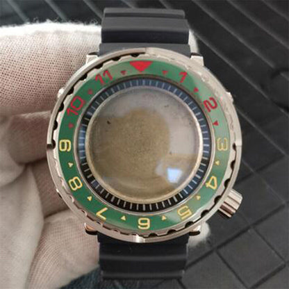 45mm stainless steel watch case with strap, compatible with NH35/NH36 movement, durable TYC brand accessory.