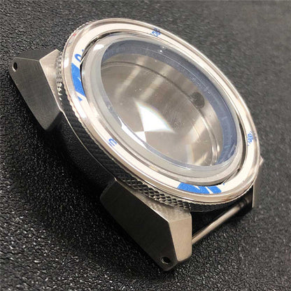 43mm stainless steel watch case with sapphire glass, compatible with NH35/NH36 movements.