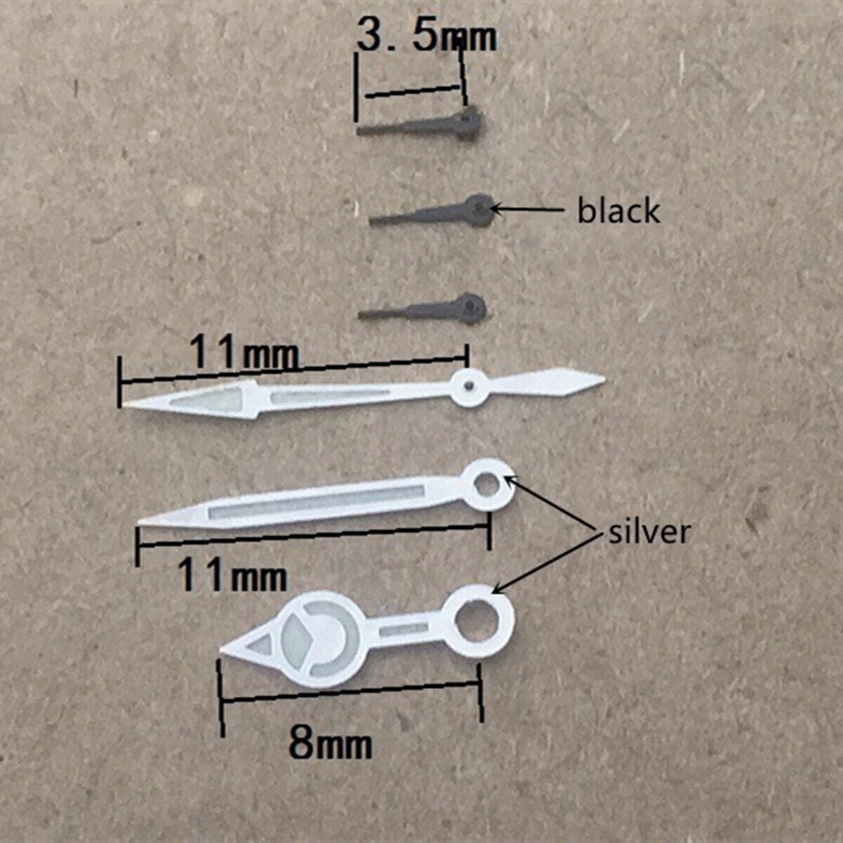 Black 3.5mm small second hand watch hand for Miyota OS10 OS20 OS60 OS80, precise timekeeping accessory.