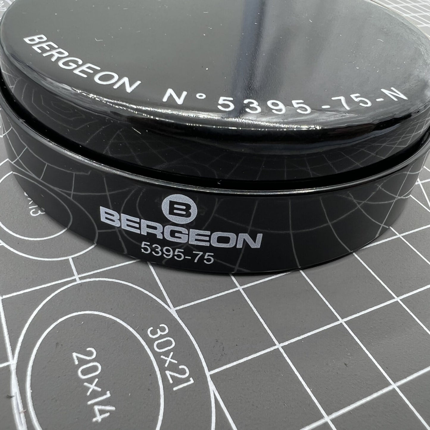 Swiss Made Bergeon 5395-75-N black gel watch case cushion, 75mm, protective accessory for watch repairs.