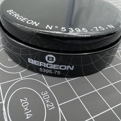 Swiss Made Bergeon 5395-75-N black gel watch case cushion, 75mm, protective accessory for watch repairs.