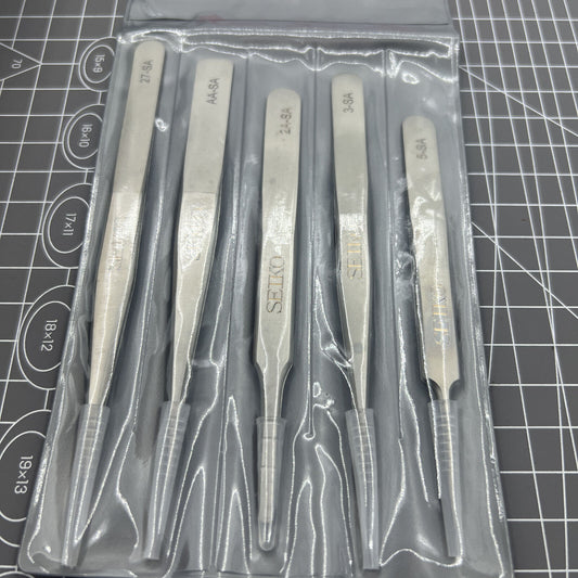 Non-magnetic stainless steel tweezers for watch repair, Japan-made 7024.