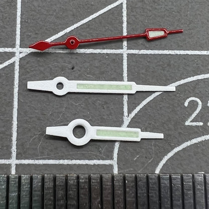 10.5mm White Trim Green Lume Watch Hands for Movement Hattori Epson PC32 Quartz