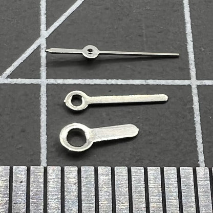 Silver watch hands set by Miyota, compatible with 2035, 2115, 2105, 2305 movements.