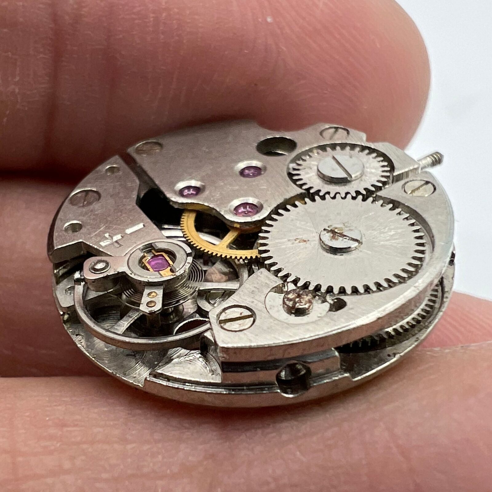 7121 3121 automatic mechanical watch movement close-up by China Made for repair training.
