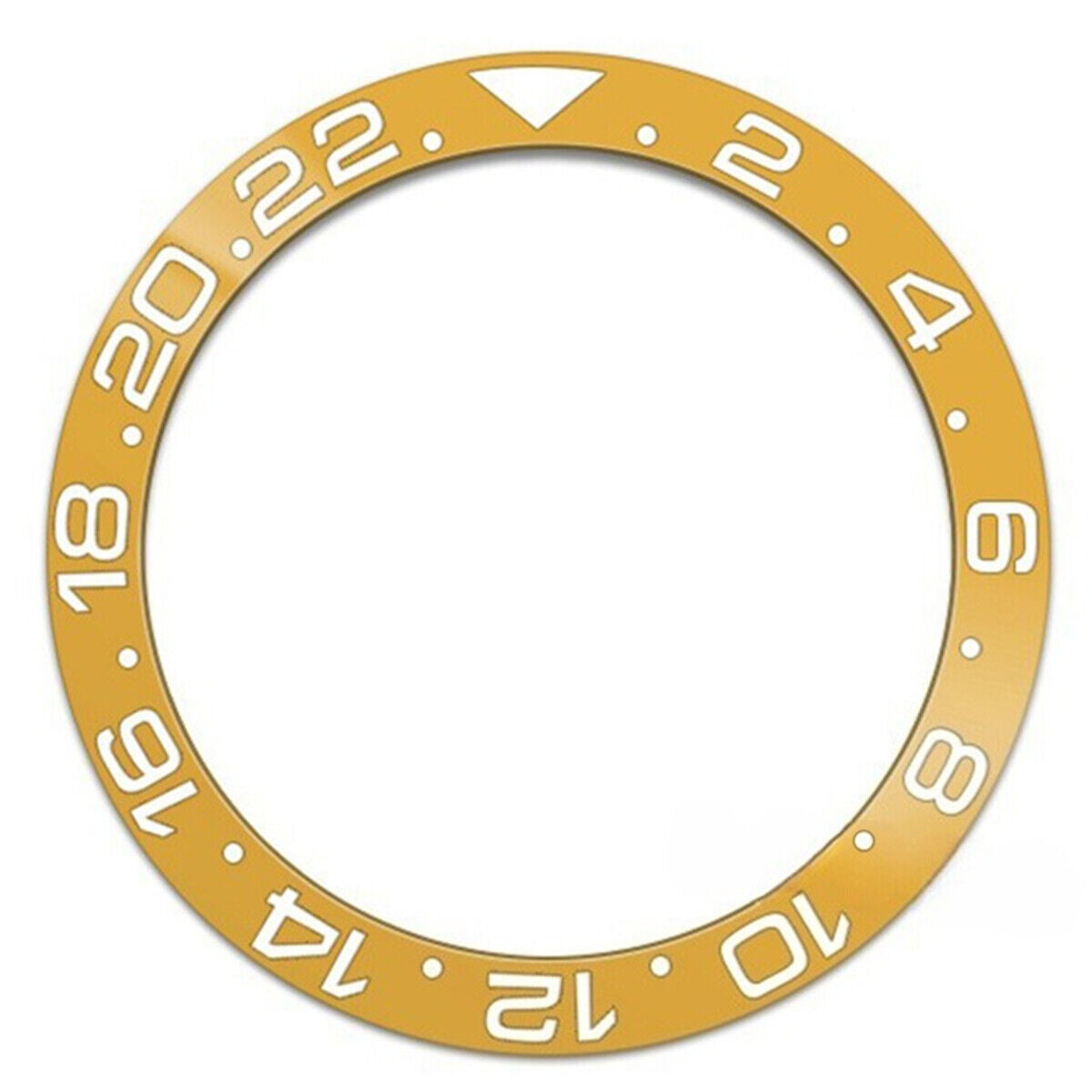 Ceramic yellow bezel ring with white font for SUB007 watch, 38mm slope GMT, enhancing precision and style.