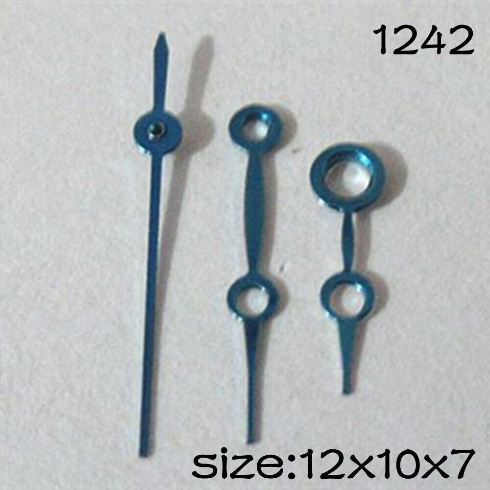Blue watch hands set NO.1242 for Miyota 2035 movement, sizes 12mm/10mm/7mm, precise accessory.