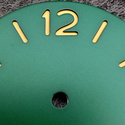 Green luminous watch dial designed for ST3600 ETA6497/6498 movement, perfect for custom watch builds.
