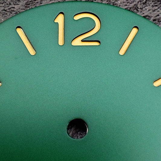 Green luminous watch dial designed for ST3600 ETA6497/6498 movement, perfect for custom watch builds.