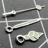14x12x8mm Silver Trim Green Lume Watch Hands Set for Miyota 2035 2115 2105 2305