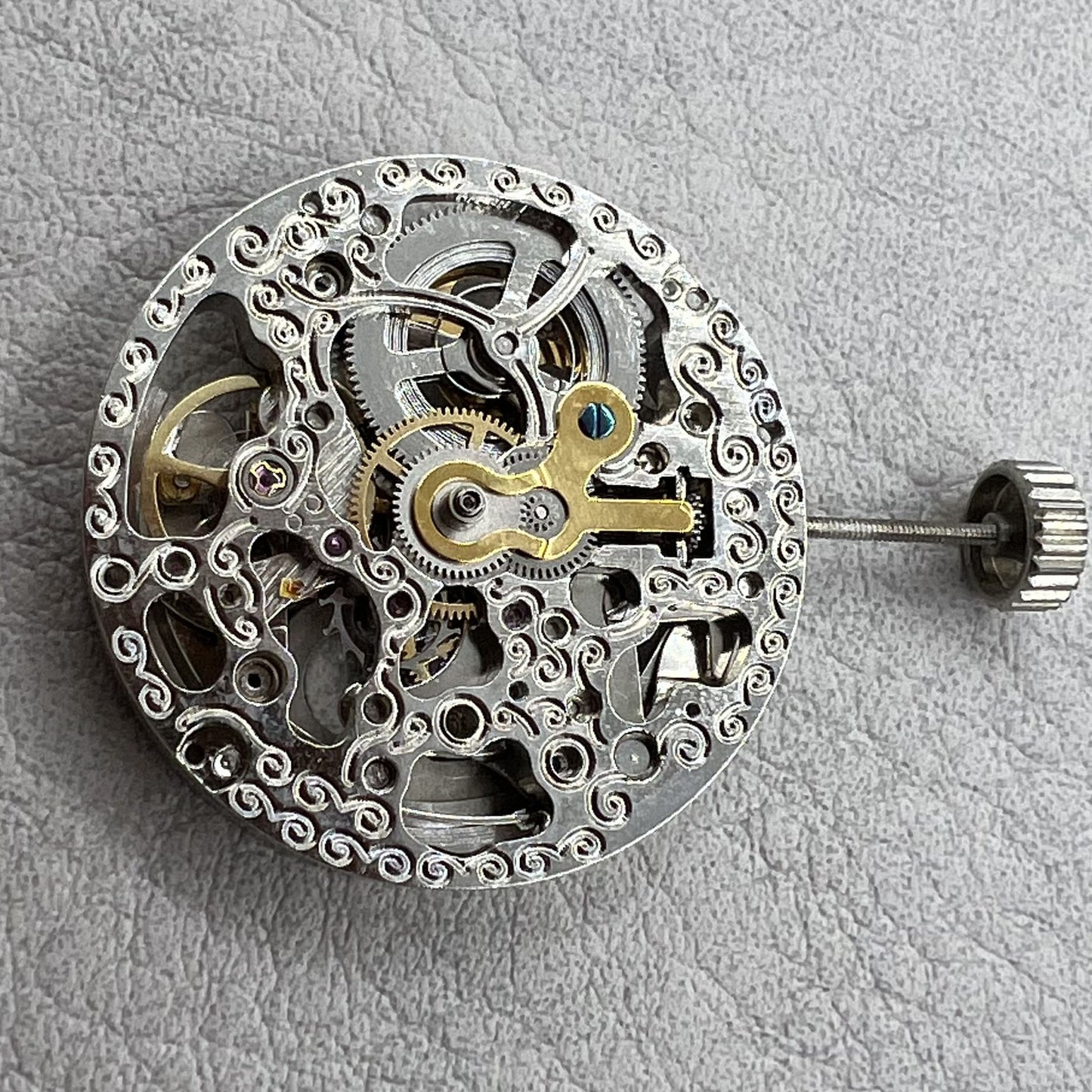 Hangzhou 2189 Automatikwerk Hohler Silberner Rotor Drei Zeiger Uhr