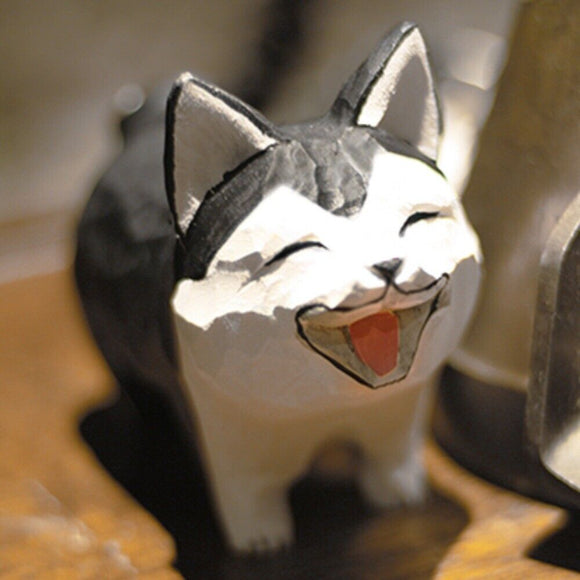 Handmade Cute Siberian Husky Figurine Sculpture Decorative Artwork