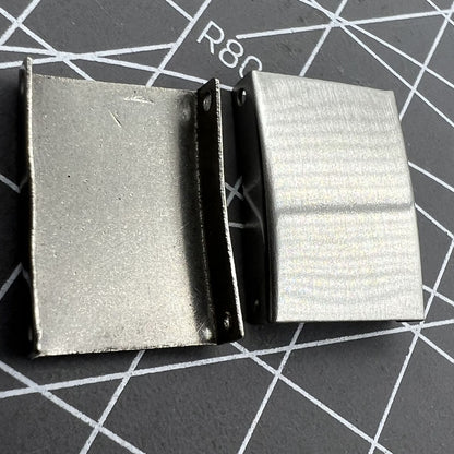 Set of 18 silver 3-fold watch strap buckles extenders in 9 sizes for versatile watch customization.