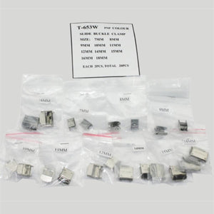 20pcs 10 Sizes 7-18mm Silver Slide Watch Buckles Watch Clamps
