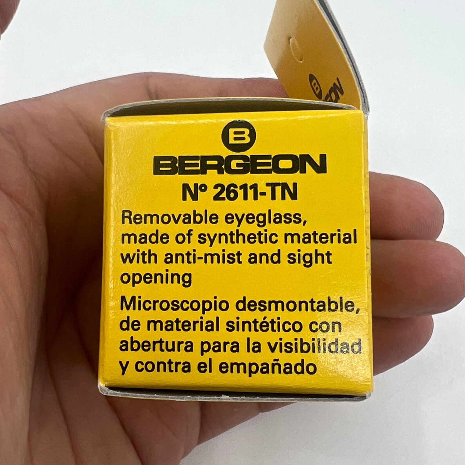 Swiss Made Bergeon 2611-TN-4 loupe with 2.5x magnification for precise watch accessory inspection.