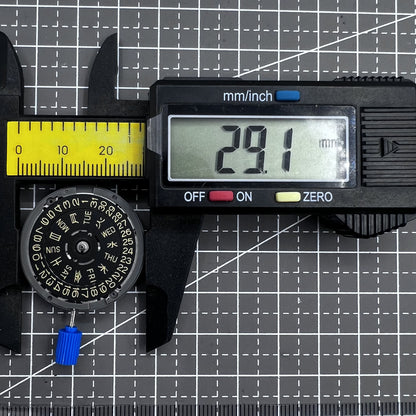 Seiko NH36 Automatik Uhrwerk mit schwarzem Zifferblatt und goldener Schrift, mechanisches Uhrzubeh�r.