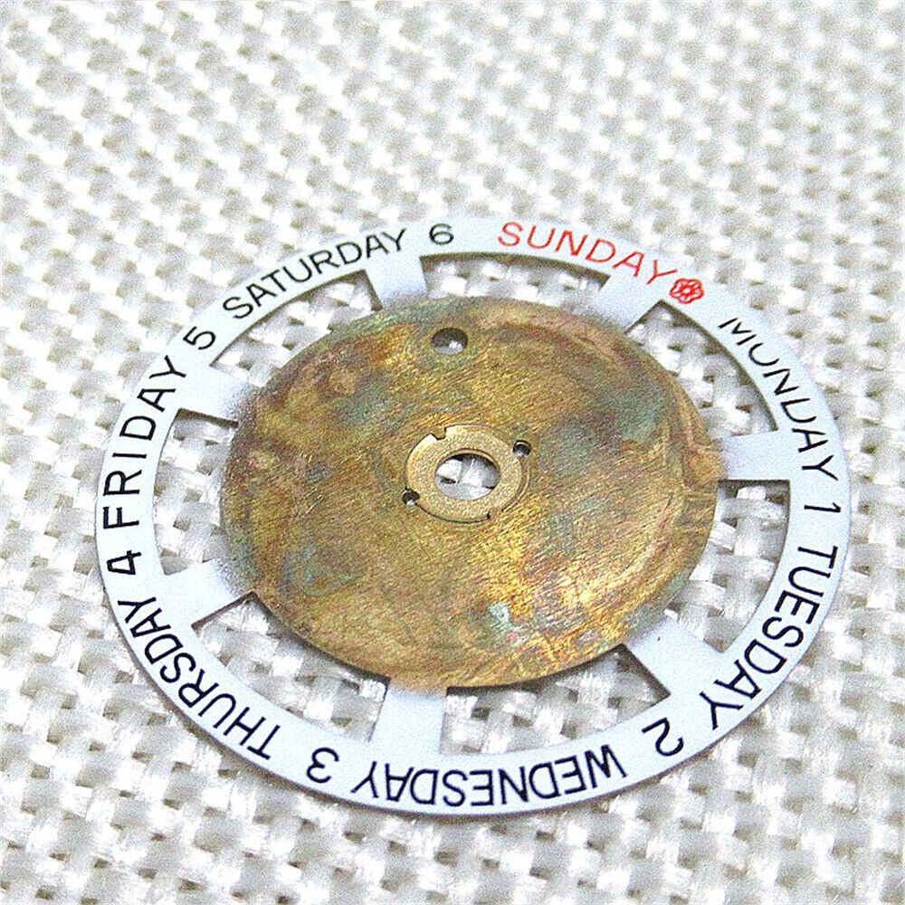Red number watch accessory with white English font week disk, compatible with Movement 2834 #18, Generic brand.