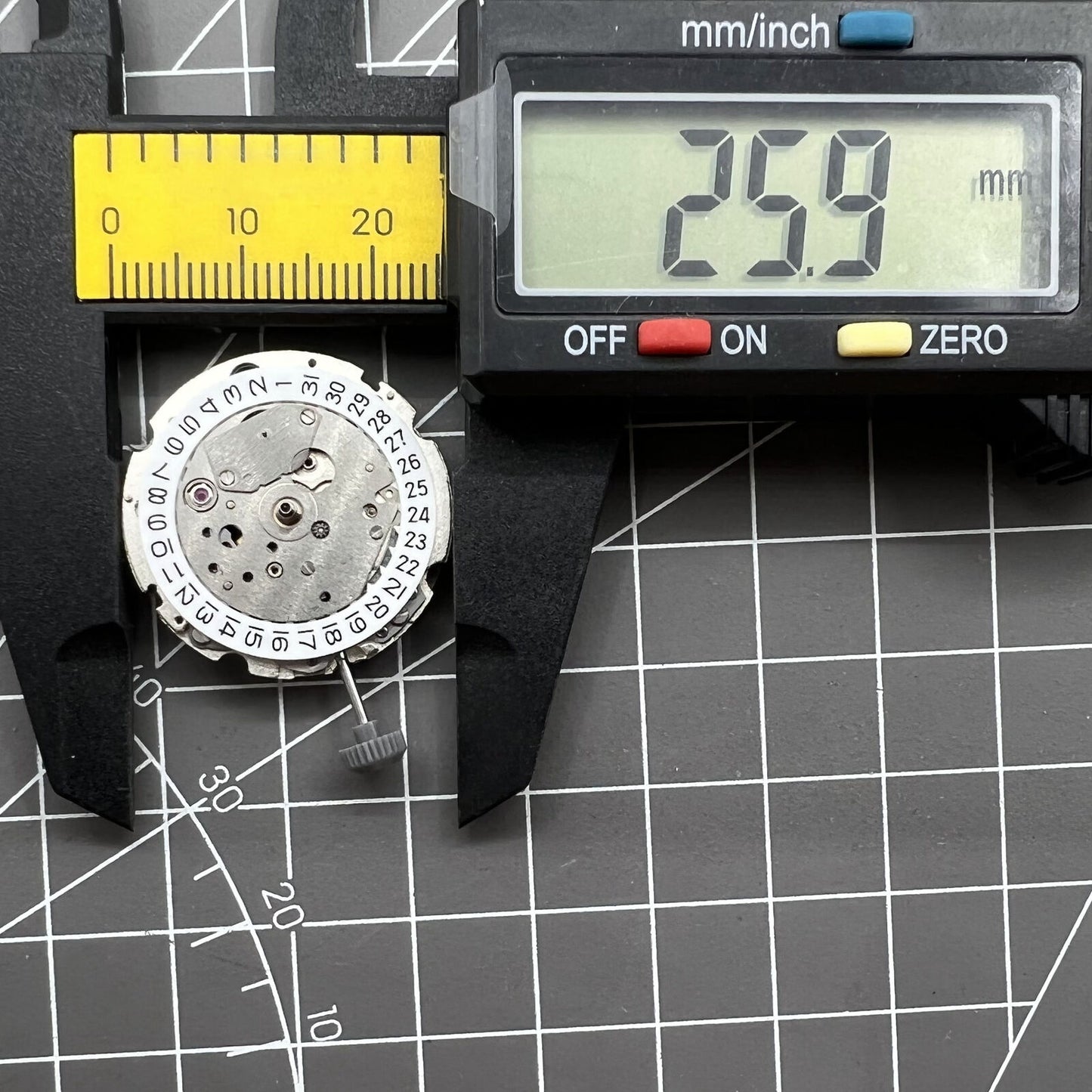 Miyota 8217 automatic watch movement displaying hour, minute, and small second at 9 o'clock.