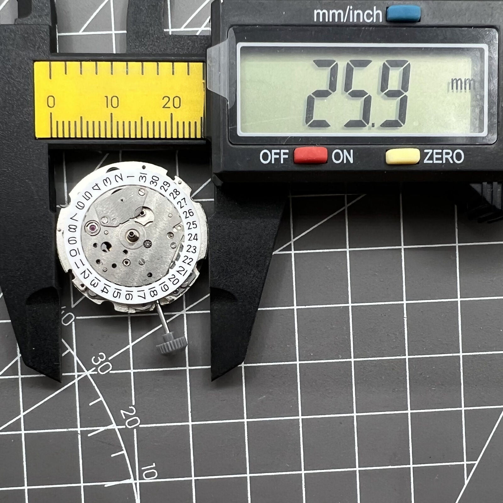 Miyota 8217 automatic watch movement displaying hour, minute, and small second at 9 o'clock.