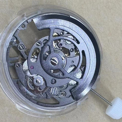 Black LB20 hollow 3-hand automatic watch part by LB20, precise mechanical movement for repair and replacement.