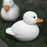 Handmade Cole Duck Little White Duck Wooden Figurine Sculpture Decorative