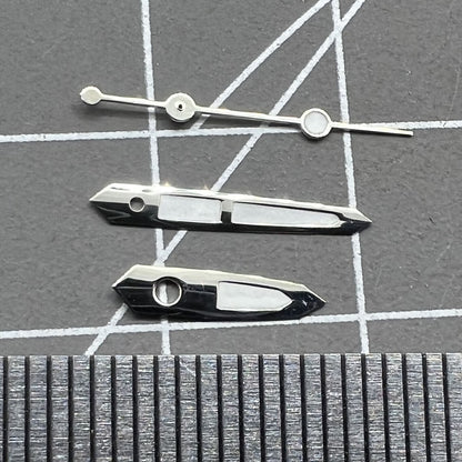 Green luminous watch hands set for Miyota 2035 movement, enhancing night visibility and precision.