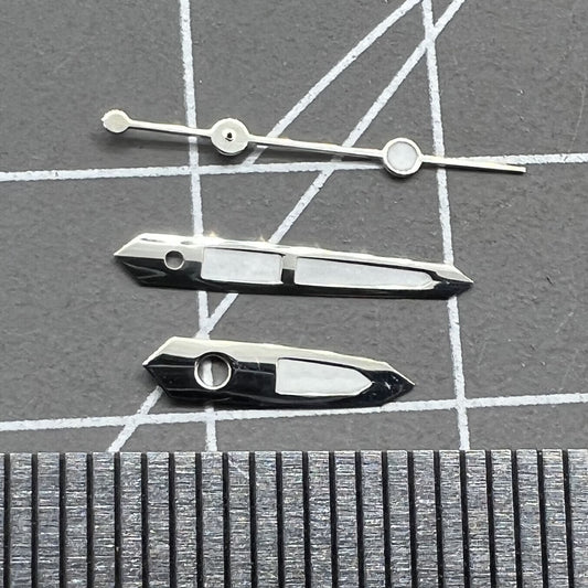 Green luminous watch hands set for Miyota 2035 movement, enhancing night visibility and precision.