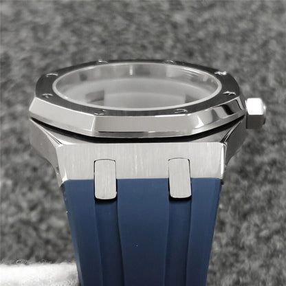 Boîtier de montre en verre saphir 41 mm + bracelet pour montre NH35/NH36 avec bracelet en caoutchouc 